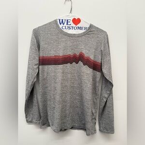 Patagonia Moisture Wicking LS Tee / Base Layer Gray w/ Wave Design Sz L